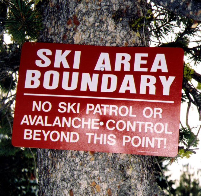 Nugget #48 C Ski Area Boundary sign avalanche control ID Nugget #48 C Ski Area Boundary sign avalanche control ID