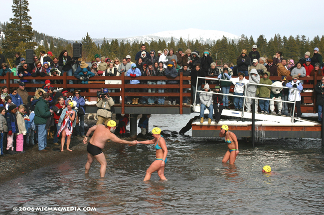 Nugget #54 C Polar swim man helps woman Nugget #54 C Polar swim man helps woman